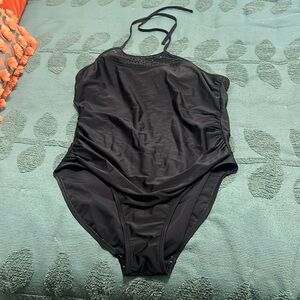 Merona Black Geometric One Piece Swimsuit